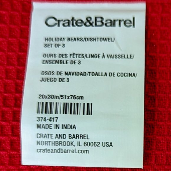 NWT Crate & Barrel Holiday Bear Towels SET of 2 (Mixing bowl design) - Picture 12 of 14
